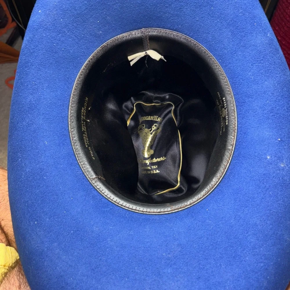 Vintage American Hat Makers Blue Cattleman Cowboy Hat Felt Size 6 7/8 - Picture 10 of 15